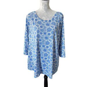 Lulu-B Womens Blue Long Sleeve Top UPF 50+ Stretchy Plus Size 1X